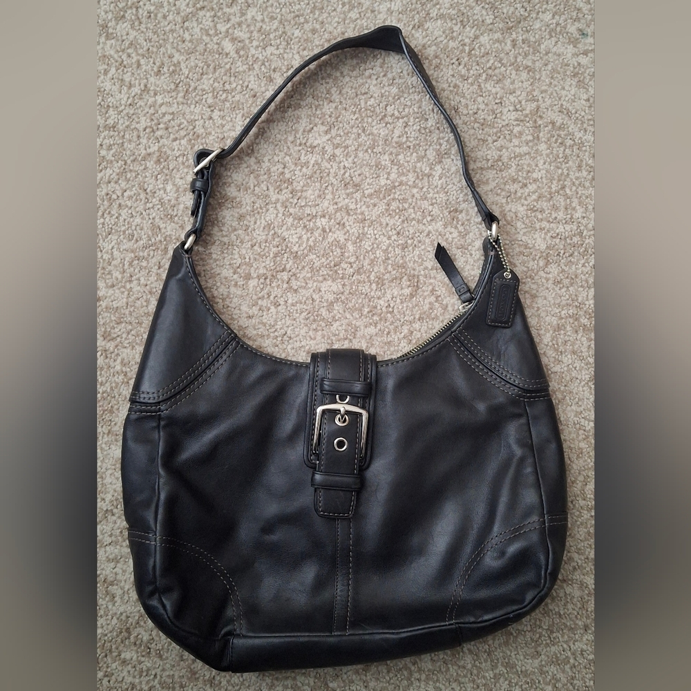 Vintage COACH Classic Shoulder Black leather Bag Goth Y2k Formal Luxury Punk